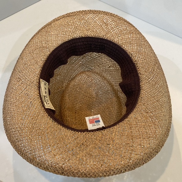 Kangol Sunstoppers Straw Hat in tan w colored band. Sun Protection VTG VGUC - Picture 8 of 14
